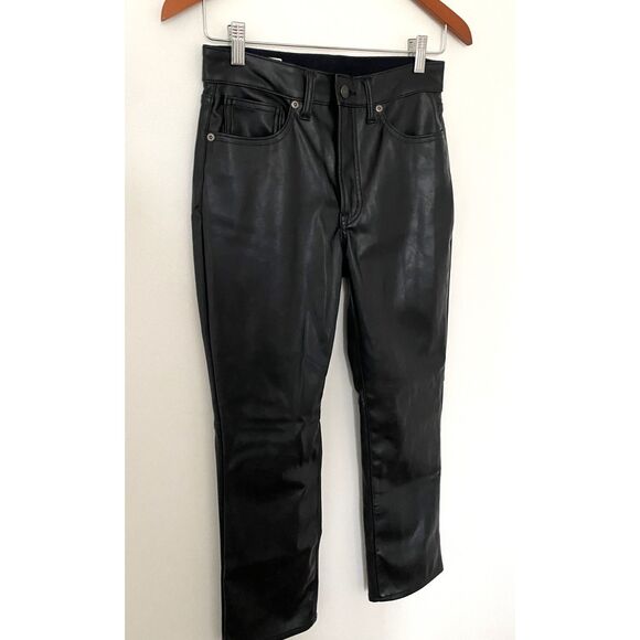Gap Vintage Slim High Rise Vegan Leather Black Pants Ankle Length Flattering 2P - Picture 11 of 12